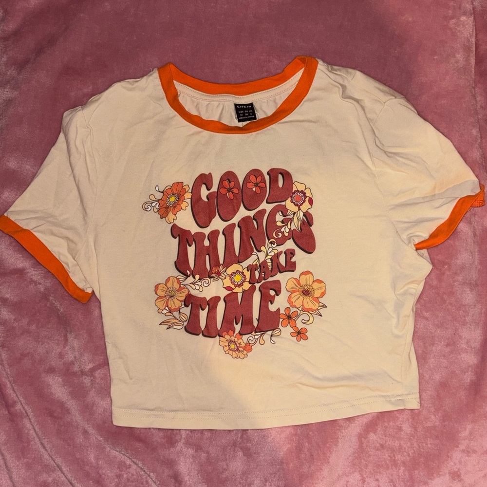 SHEIN Orange and Cream Tee